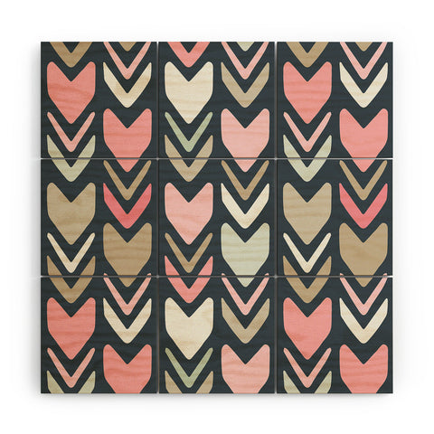 Avenie Tribal Chevron Pink and Navy Wood Wall Mural