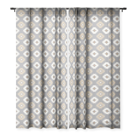 Avenie Tribal Diamond Neutral Sheer Window Curtain