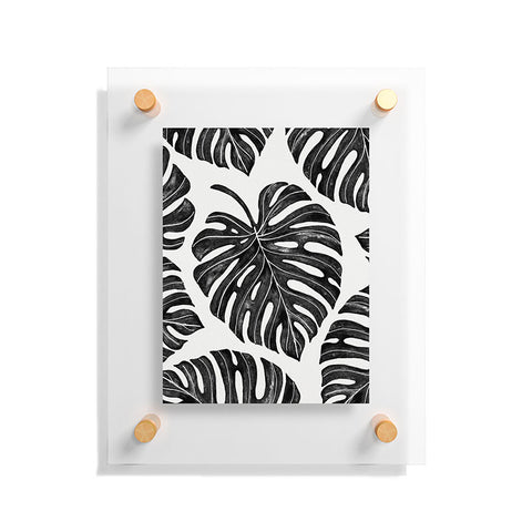 Avenie Tropical Palm Leaves Black Floating Acrylic Print