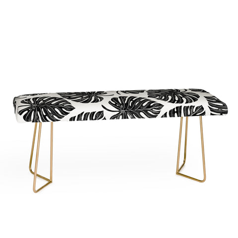 Avenie Tropical Palm Leaves Black Bench