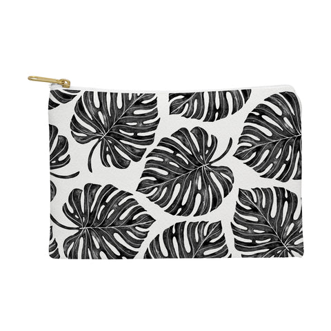 Avenie Tropical Palm Leaves Black Pouch