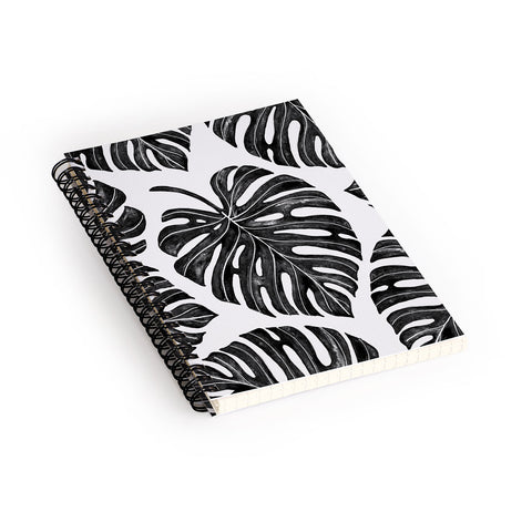 Avenie Tropical Palm Leaves Black Spiral Notebook