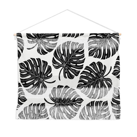 Avenie Tropical Palm Leaves Black Wall Hanging Landscape