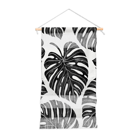 Avenie Tropical Palm Leaves Black Wall Hanging Portrait