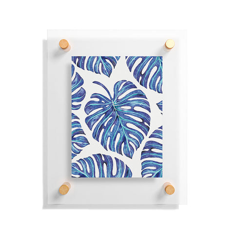 Avenie Tropical Palm Leaves Blue Floating Acrylic Print