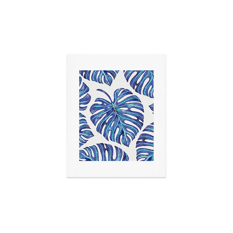 Avenie Tropical Palm Leaves Blue Art Print