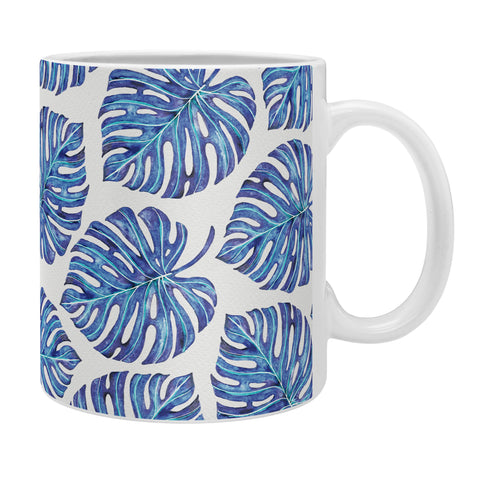 Avenie Tropical Palm Leaves Blue Coffee Mug