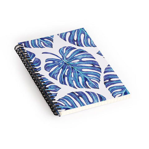 Avenie Tropical Palm Leaves Blue Spiral Notebook