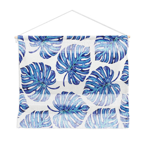 Avenie Tropical Palm Leaves Blue Wall Hanging Landscape