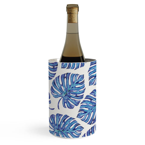 Avenie Tropical Palm Leaves Blue Wine Chiller