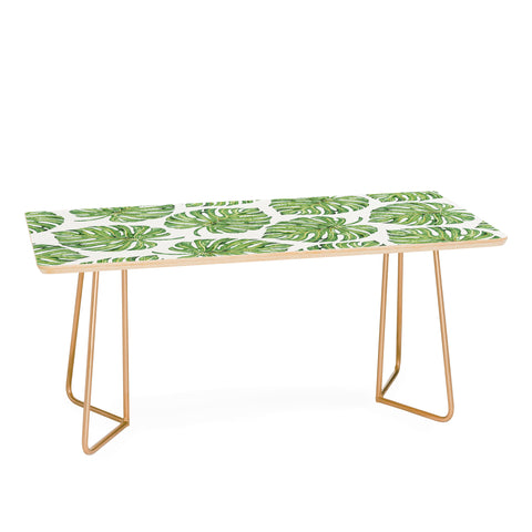Avenie Tropical Palm Leaves Green Coffee Table