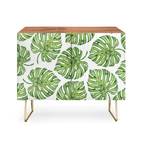 Avenie Tropical Palm Leaves Green Credenza