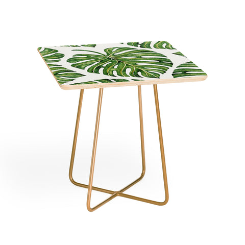 Avenie Tropical Palm Leaves Green Side Table