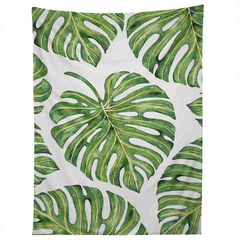 Avenie Tropical Palm Leaves Green Tapestry