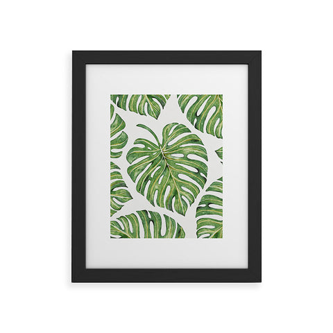 Avenie Tropical Palm Leaves Green Framed Art Print