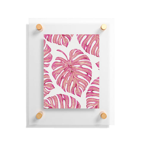 Avenie Tropical Palm Leaves Pink Floating Acrylic Print
