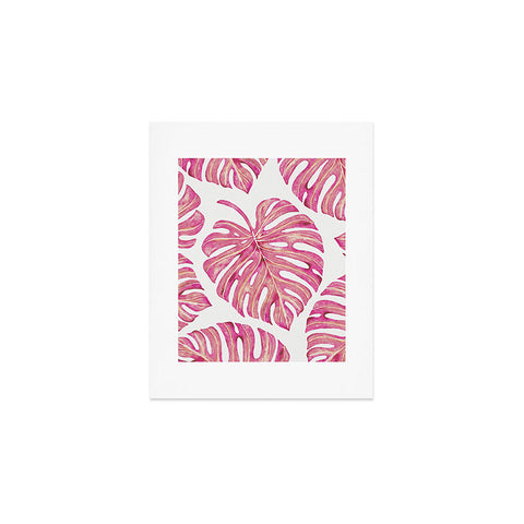 Avenie Tropical Palm Leaves Pink Art Print