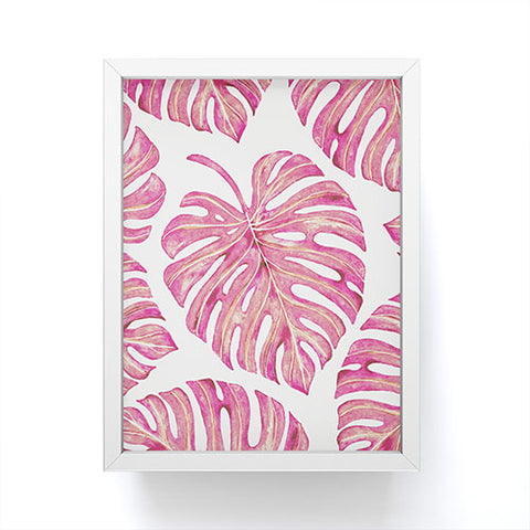 Avenie Tropical Palm Leaves Pink Framed Mini Art Print