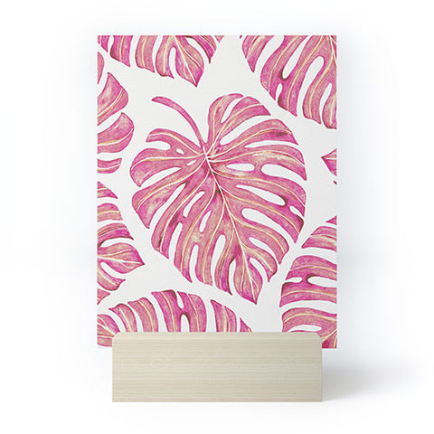 Avenie Tropical Palm Leaves Pink Mini Art Print