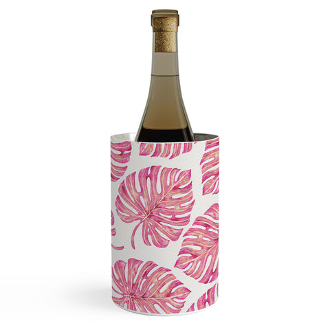 Avenie Tropical Palm Leaves Pink Wine Chiller