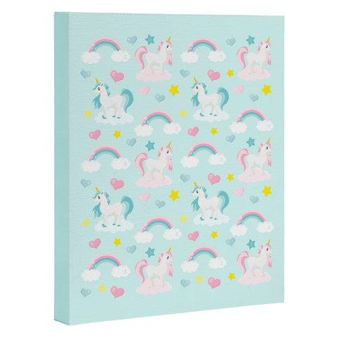 Avenie Unicorn Fairy Tale Blue Art Canvas