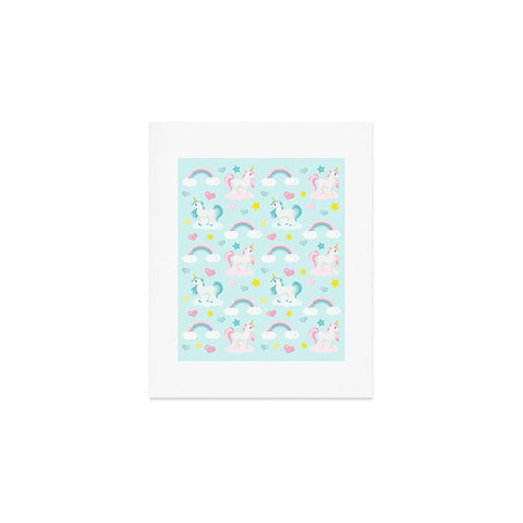 Avenie Unicorn Fairy Tale Blue Art Print