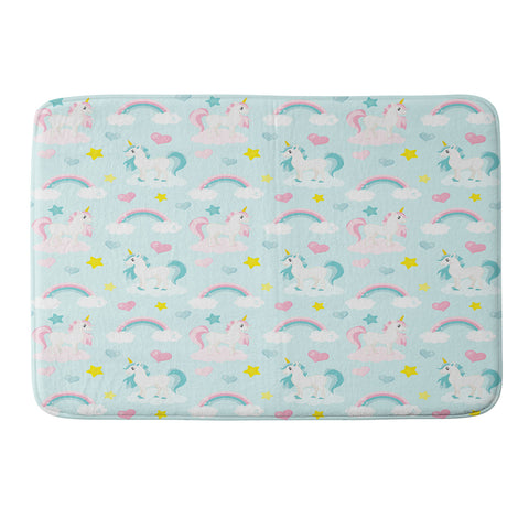 Avenie Unicorn Fairy Tale Blue Memory Foam Bath Mat