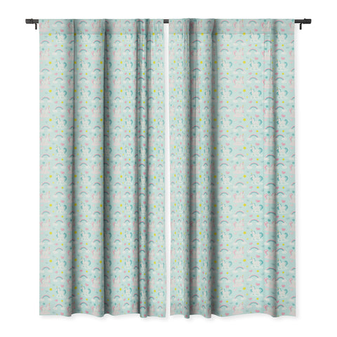 Avenie Unicorn Fairy Tale Blue Blackout Window Curtain