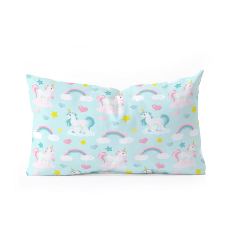 Avenie Unicorn Fairy Tale Blue Oblong Throw Pillow