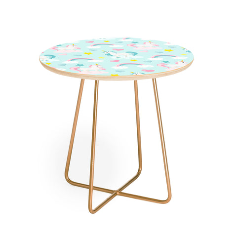 Avenie Unicorn Fairy Tale Blue Round Side Table