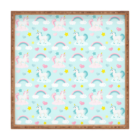 Avenie Unicorn Fairy Tale Blue Square Tray