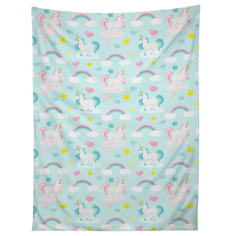 Avenie Unicorn Fairy Tale Blue Tapestry