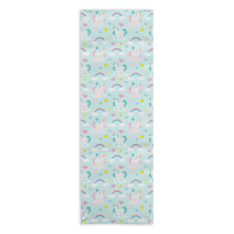 Avenie Unicorn Fairy Tale Blue Yoga Towel