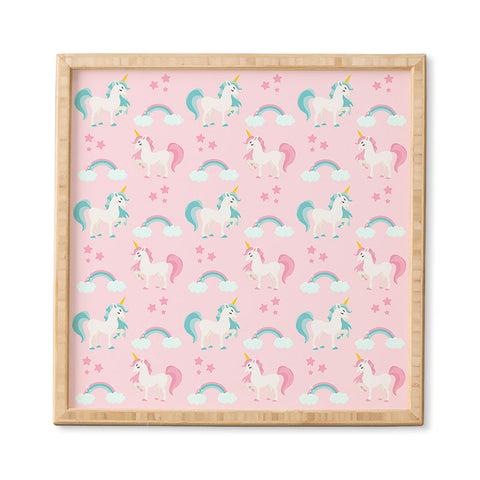 Avenie Unicorn Fairy Tale Pink Framed Wall Art