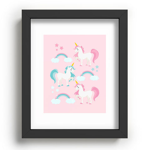 Avenie Unicorn Fairy Tale Pink Recessed Framing Rectangle