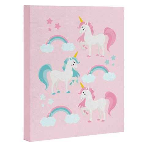 Avenie Unicorn Fairy Tale Pink Art Canvas