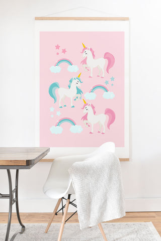 Avenie Unicorn Fairy Tale Pink Art Print And Hanger