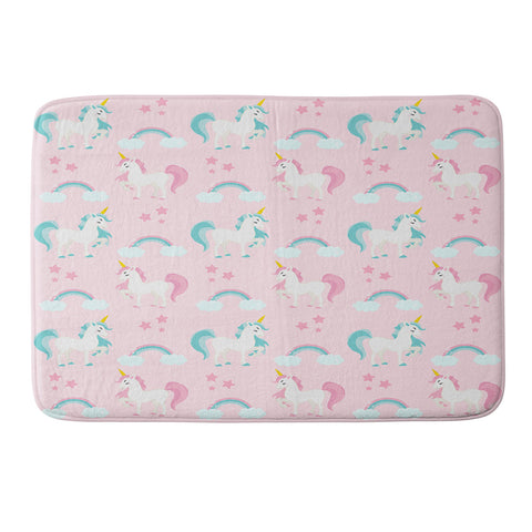 Avenie Unicorn Fairy Tale Pink Memory Foam Bath Mat