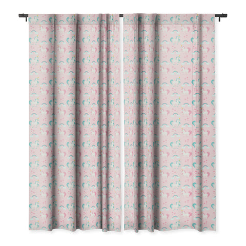 Avenie Unicorn Fairy Tale Pink Blackout Window Curtain