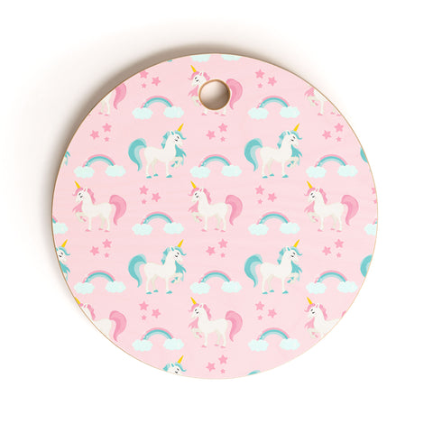 Avenie Unicorn Fairy Tale Pink Cutting Board Round