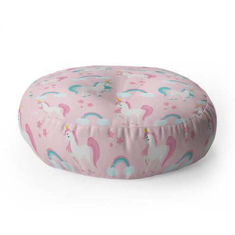 Avenie Unicorn Fairy Tale Pink Floor Pillow Round