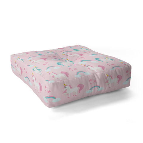 Avenie Unicorn Fairy Tale Pink Floor Pillow Square