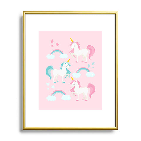 Avenie Unicorn Fairy Tale Pink Metal Framed Art Print