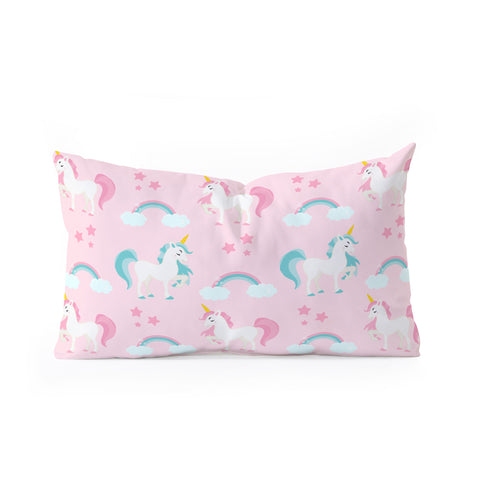 Avenie Unicorn Fairy Tale Pink Oblong Throw Pillow