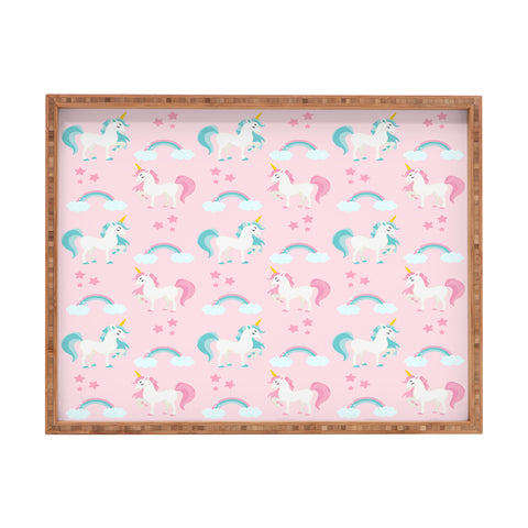 Avenie Unicorn Fairy Tale Pink Rectangular Tray