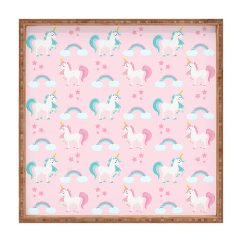 Avenie Unicorn Fairy Tale Pink Square Tray