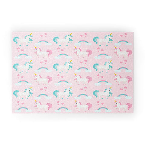 Avenie Unicorn Fairy Tale Pink Welcome Mat