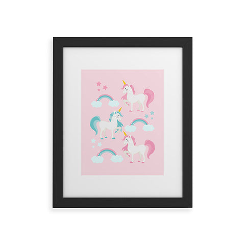 Avenie Unicorn Fairy Tale Pink Framed Art Print