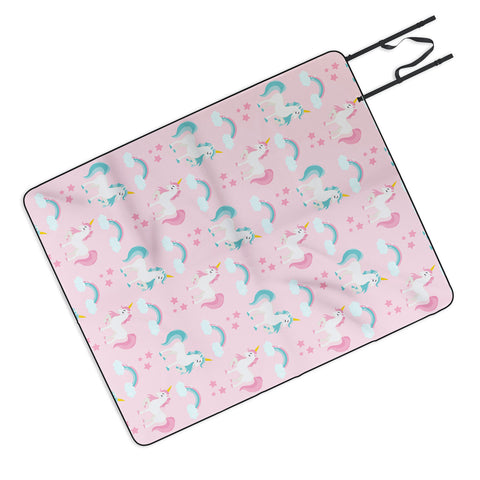 Avenie Unicorn Fairy Tale Pink Picnic Blanket