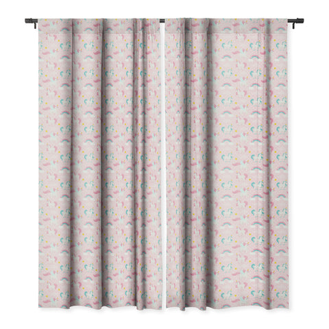 Avenie Unicorn Pattern Blackout Window Curtain